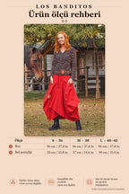 Authentic Red Long Skirt with Waist Tie and Pockets 63