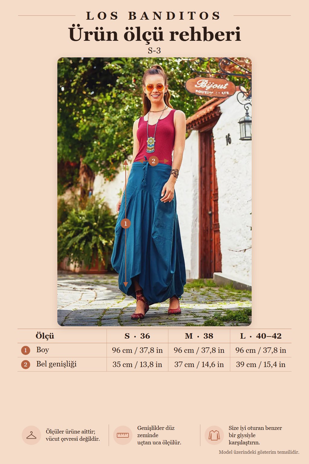 Ethnic Pocketed Drawstring Waist Long Petrol Skirt 77