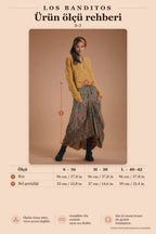 Ethnic Patterned Lace-Up Pocketed Long Harem Skirt 5330