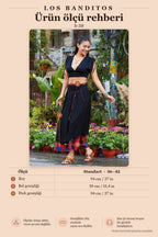 Double-Layered Black Floral Skirt with Pockets and Button Detail 7359