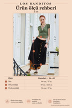 Mustard Floral Double-Layer Skirt with Pockets and Button Detail 7360