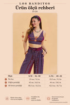 Lace-Up Open Back Adjustable Floral Purple Blouse 6966