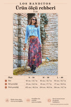 Red Ethnic Print Asymmetric Skirt with Trim Detail 6651