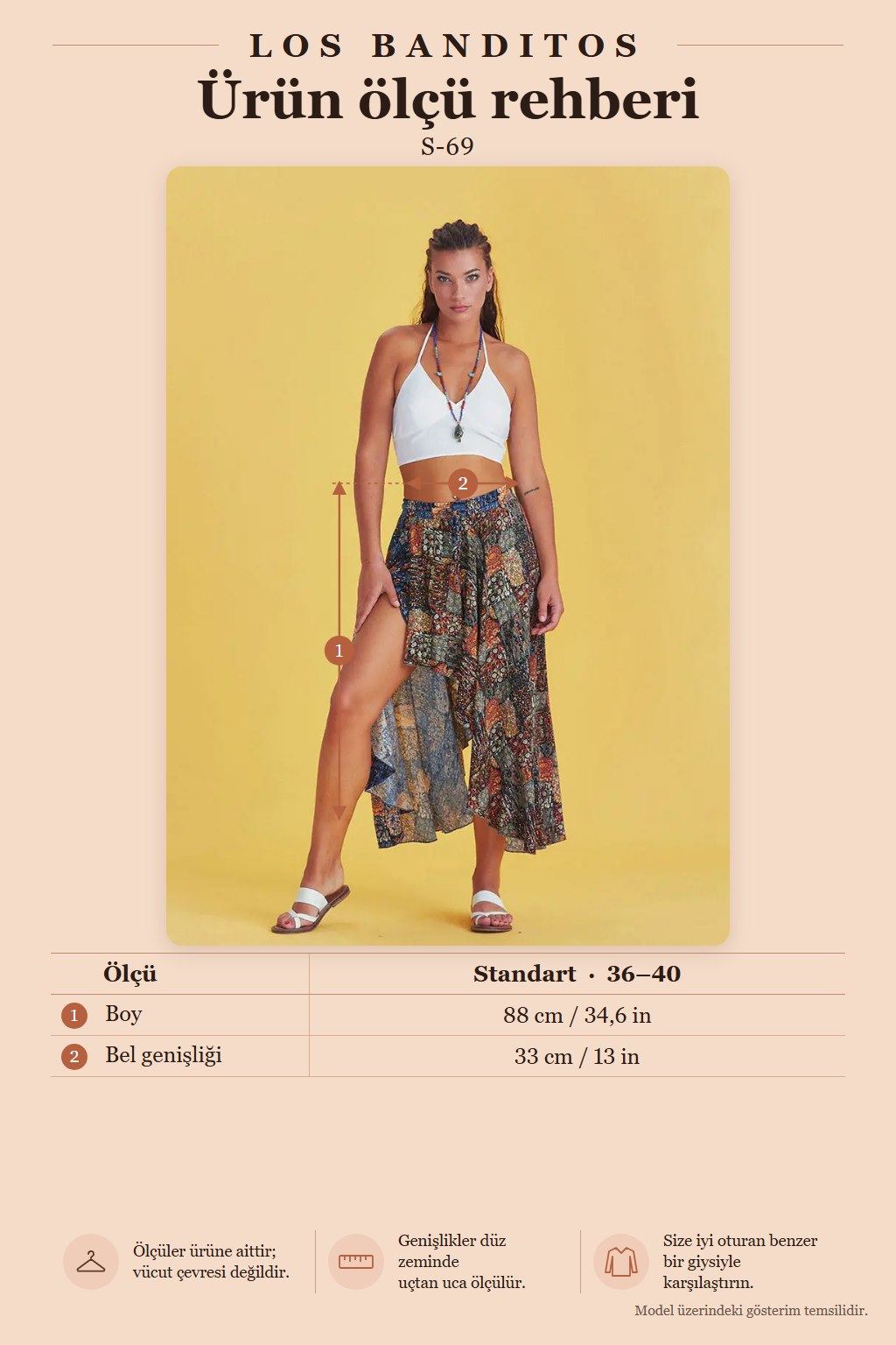 Ethnic Patterned Bohemian Double-Layered Skirt 4966