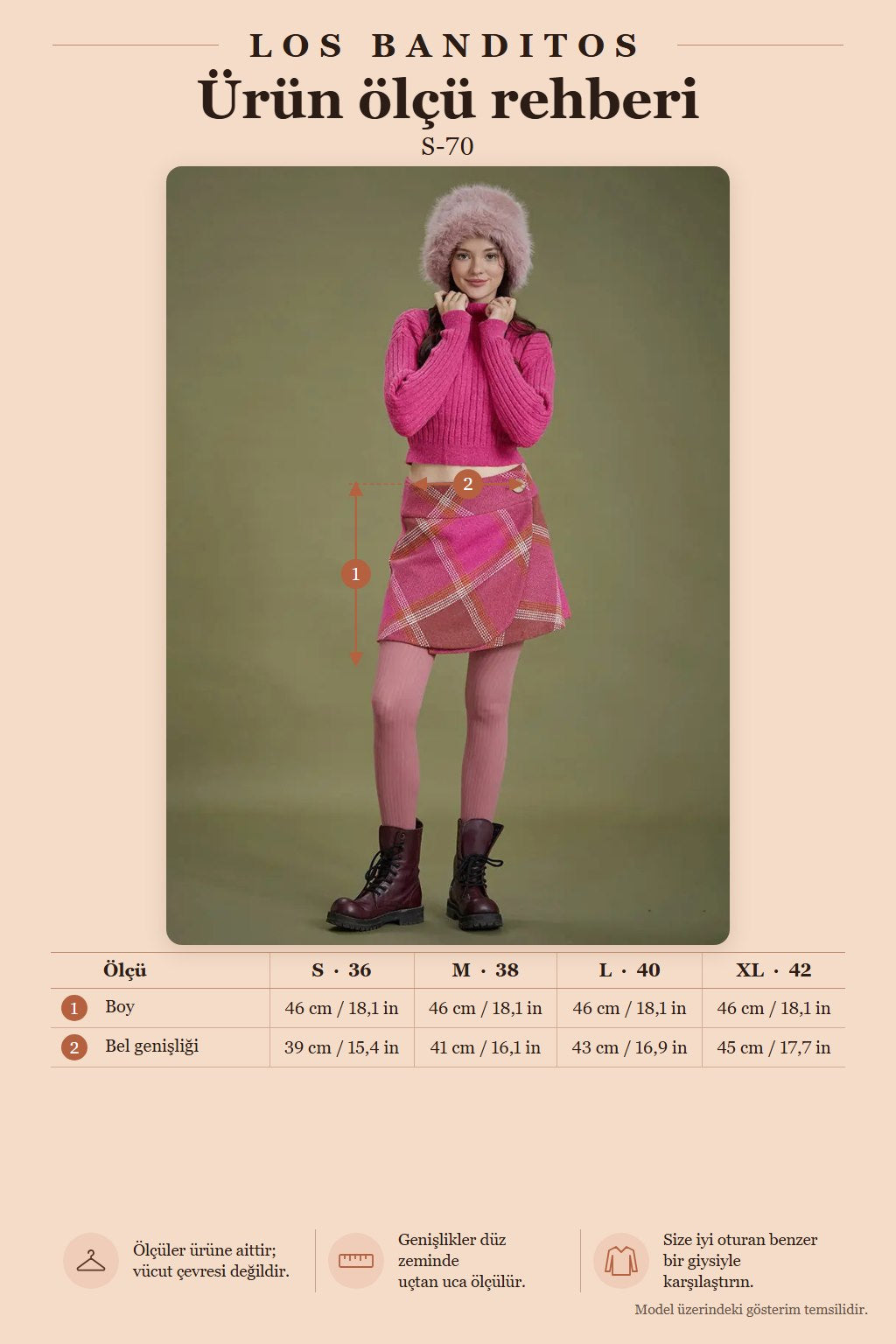 Pink Patterned Large Button Winter Mini Skirt 6684