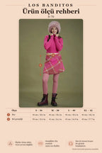 Pink Patterned Large Button Winter Mini Skirt 6684