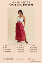 Elasticated Waist High Slit Red Floral Skirt 7243