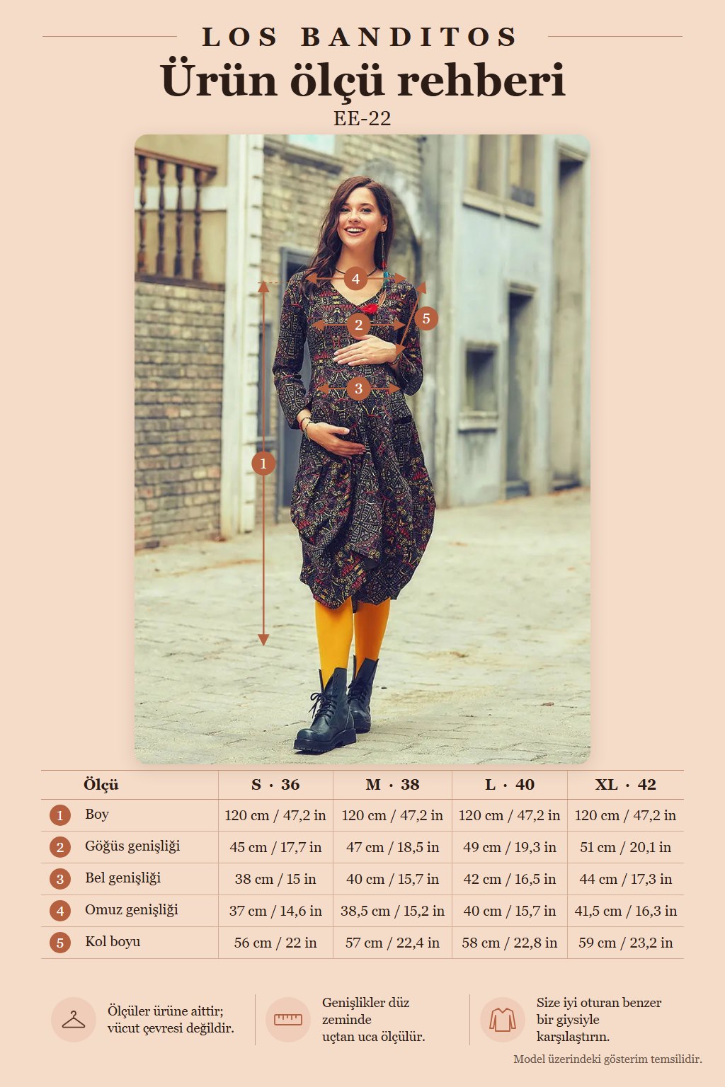 Authentic Patterned Deep V-Neck Winter Maternity Dress 2537