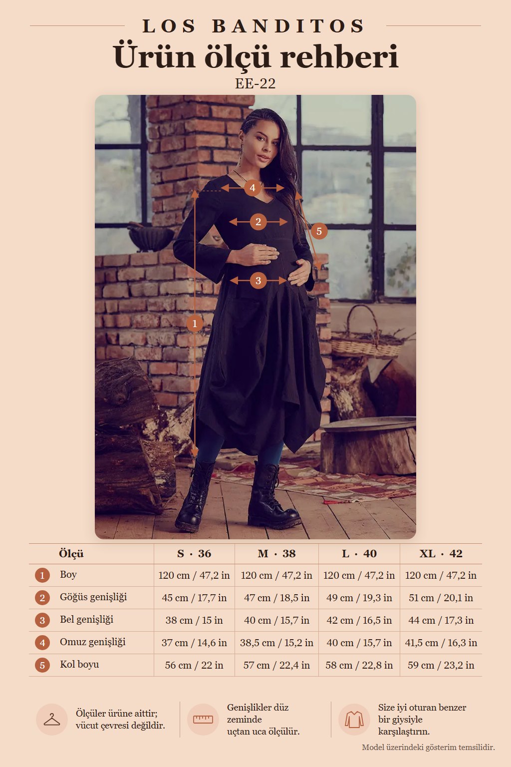 Authentic V-Neck Long Sleeve Black Maternity Dress 1349
