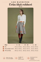 Bohemian Style Coffee Gray Plaid Flared Skirt 6633