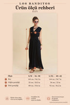 Black Summer Dress with Wrap Neck and Elastic Waist 7139