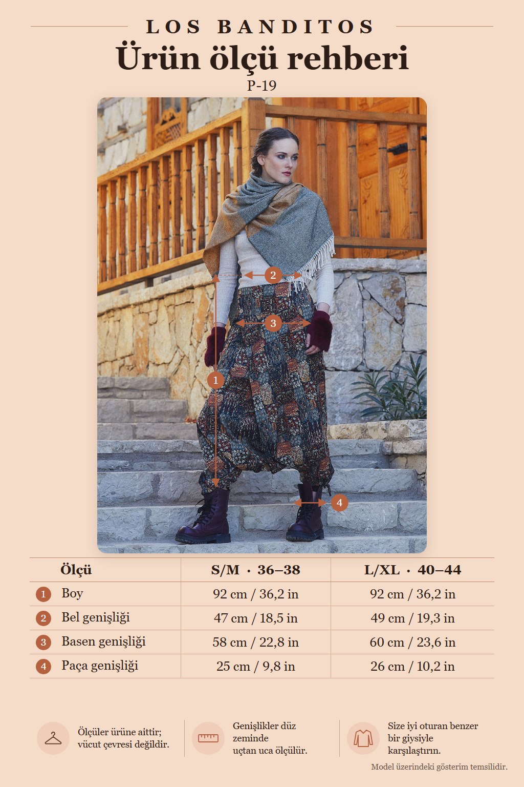 Khaki Patterned Buttoned Authentic Harem Pants 5005
