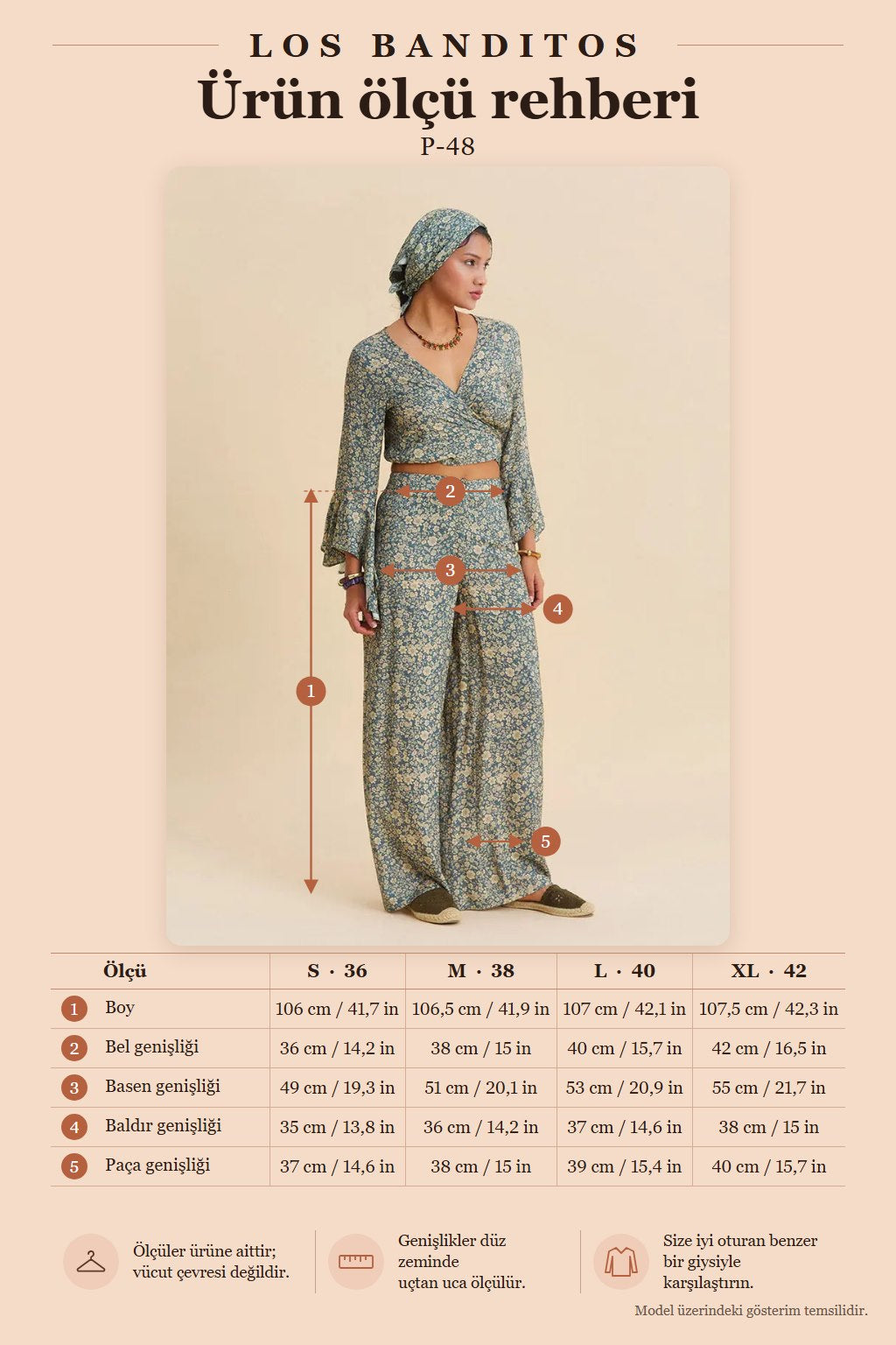 High-Waisted Wide-Leg Beige Floral Women's Palazzo Trousers 7204