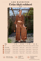 Palazzo High-Waist Wide-Leg Mustard Patterned Trousers 4862