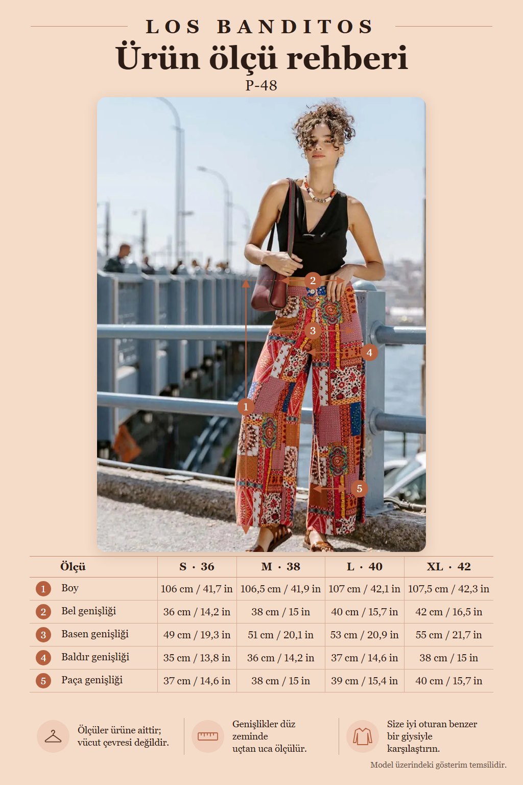 Palazzo High-Waisted Wide-Leg Red Patterned Trousers 6580