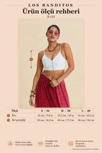 İnce Askılı Düğme Detaylı Beyaz Crop Top 7248