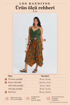 Smocked Detail Mustard Floral Skirt with Tie-Waist 7229