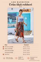 Coffee Patterned Tie-Waist Loose Midi Flared Skirt 3337