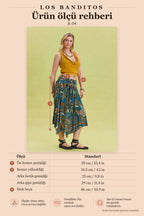 Petrol Midi Skirt with Smocked Detail and Tie Waist 6837