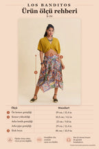 Shirred Detail Tie-Waist Beige Floral Skirt 7231