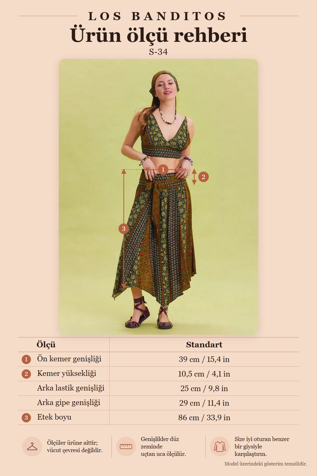 Smocked Detail Self-Tie Waist Green Patterned Asymmetric Skirt 6835
