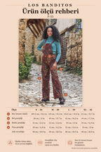 Kahveşal Patterned Dungaree Wide-Leg Overalls Women's Jumpsuit 4853