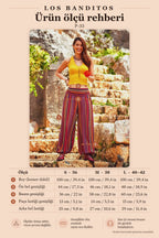 Bohemian Style Striped Elastic Waist Harem Pants 73