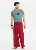 Beli Bağlamalı Bol Kesim Kırmızı Balıkçı Pantolon 605