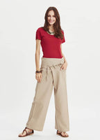 Relaxed Fit Wide Leg Cream Fisherman Trousers 249