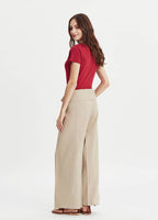 Relaxed Fit Wide Leg Cream Fisherman Trousers 249
