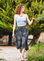 Gri Desenli Beli Lastikli Pantolon 3232