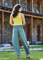 Bohem Stil Geniş Paça Haki Pantolon 3304