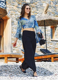 Bohem Stil Geniş Paça Siyah Pantolon 3302