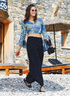 Bohem Stil Geniş Paça Siyah Pantolon 3302