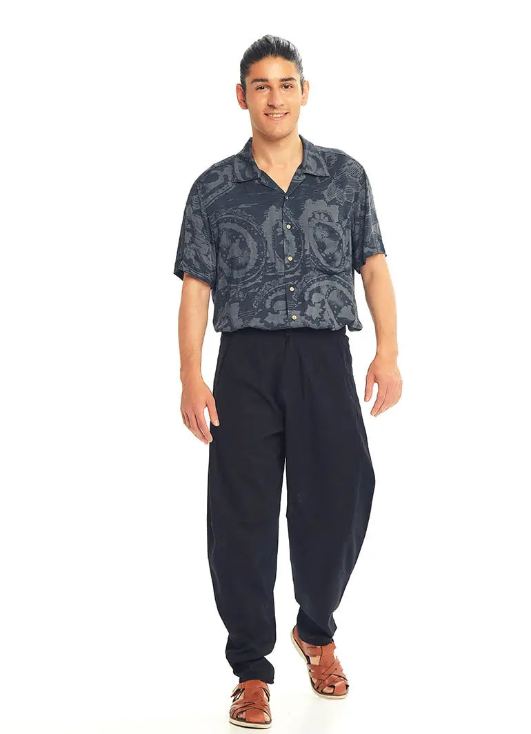 Siyah Beli Lastikli Rahat Koton Pantolon 3236