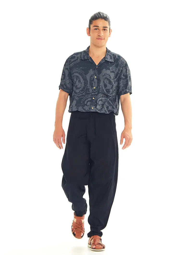 Siyah Beli Lastikli Rahat Koton Pantolon 3236
