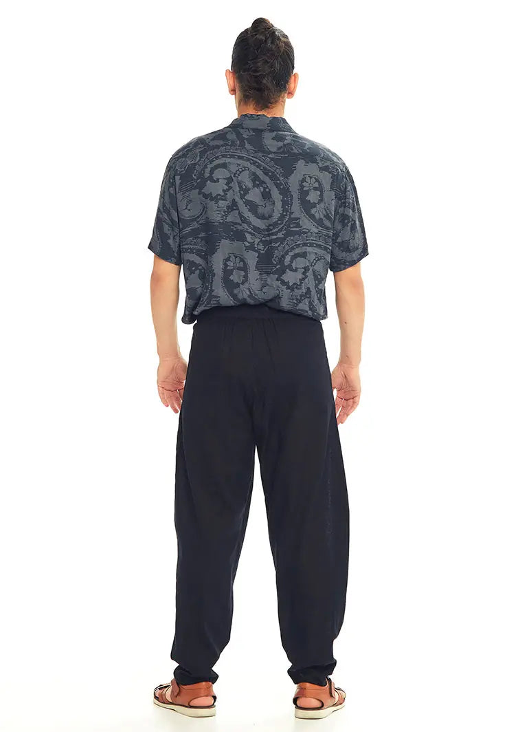 Siyah Beli Lastikli Rahat Koton Pantolon 3236
