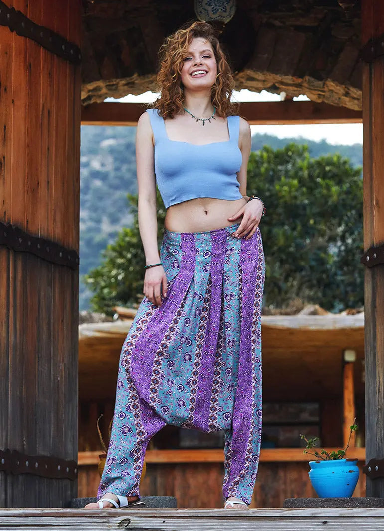 Çiçekli Pileli Şalvar Pantolon 3242
