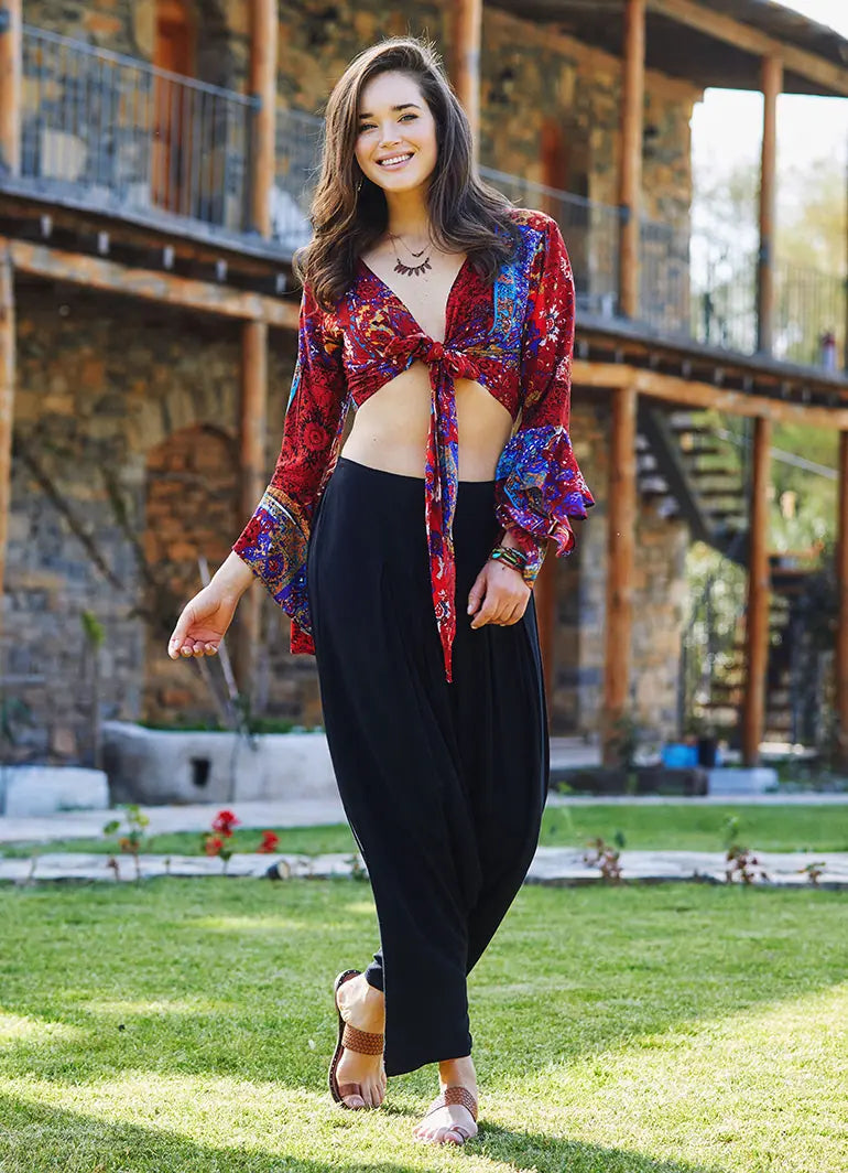 Siyah Pileli Şalvar Pantolon 3244