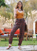 Etnik Desenli Bohem Stil Dökümlü Şalvar Pantolon 3357