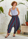 Drape Bel Dökümlü Kadın Desenli Şalvar Pantolon 5129