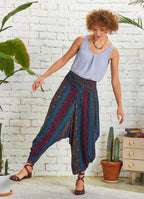 Drape Bel Dökümlü Kadın Desenli Şalvar Pantolon 5129
