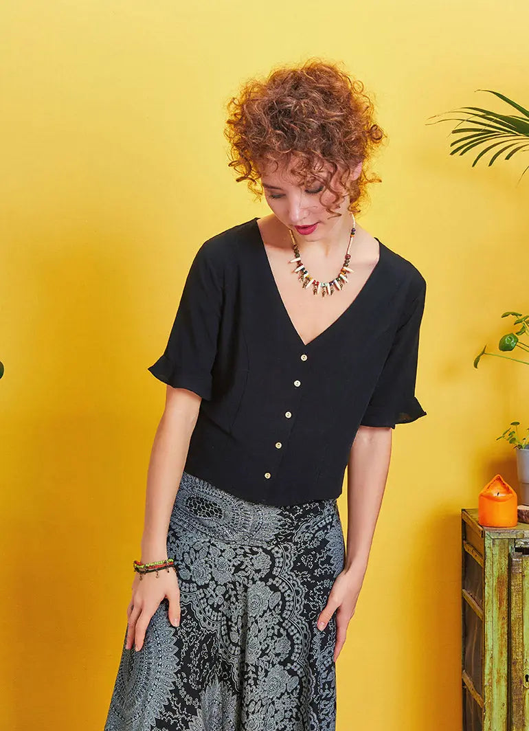 Drape Detay Beli Lastikli Gri Şalvar Pantolon 5295