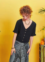 Drape Detay Beli Lastikli Gri Şalvar Pantolon 5295