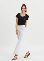 Smocked Waist White Women's Harem Pants 413