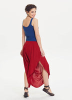 Ribbed Side-Slit Red Harem Trousers 1171