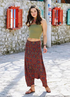 Etnik Desenli Fermuarlı Modern Şalvar Pantolon 3229