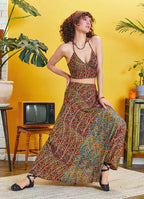Pera Desen Patchwork Uzun Etek 5131