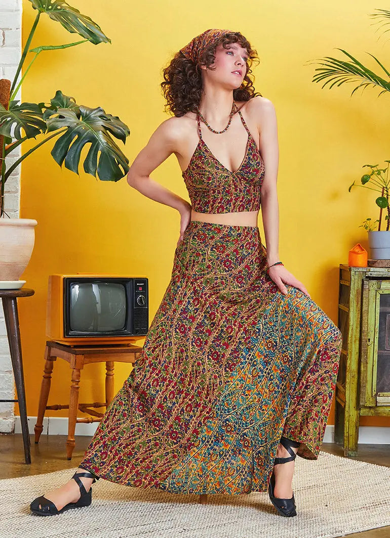 Pera Desen Patchwork Uzun Etek 5131