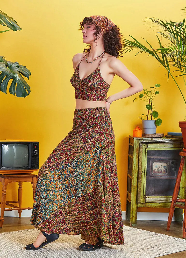 Pera Desen Patchwork Uzun Etek 5131